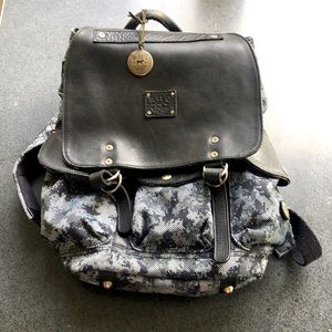 WILL Leather Goods camo mosaic backpack. Canvas and leather, Excellent like new!